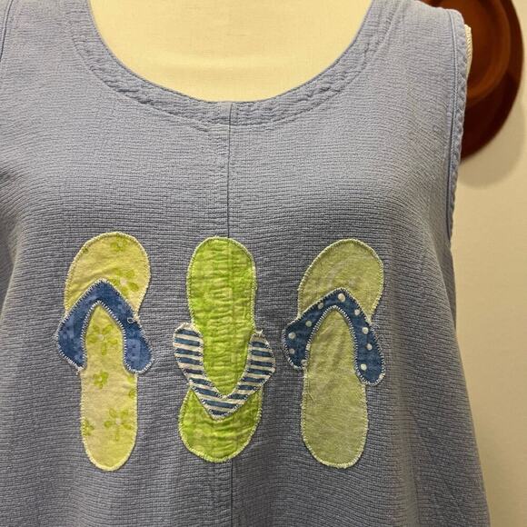 MEK USA Made Blue Cotton Patchwork Sandals Summer Chore Tank Dress Large - Picture 3 of 12